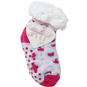 Wholesale - 1pk GIRLS PINK KNITTED NS SOCKS W/SHERPA SIZE 6-8 C/P 60, UPC: 194382047705